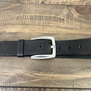 J Campbell‎ Italian Leather Belt Size 40 Mens Western Style Square Buckle